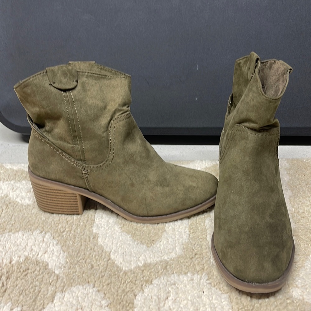 Olive green ankle boots